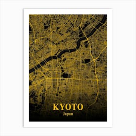 Kyoto Gold City Map 1 Art Print