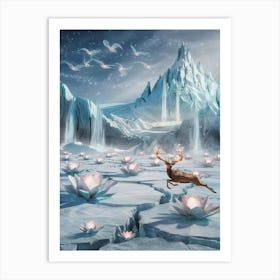 Shimmering Ice and Light A Fantastical South Pole Scene 1 Art Print