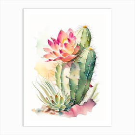 Easter Cactus Storybook Watercolours Art Print