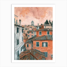 Rome Rooftops Morning Skyline 4 Art Print
