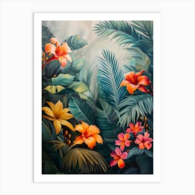 Tropical Flowers In The Jungle Art Print