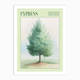 Cypress Tree Atmospheric Watercolour Painting 1 Poster Art Print