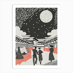 New Year Celebration In Old Tokyo Art Print
