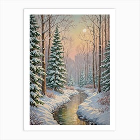 Winter's River In Pastel Art Print