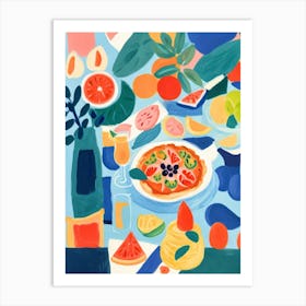 Pizza And Fruit Art Print