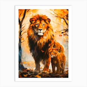 Lion And Cub Art Print