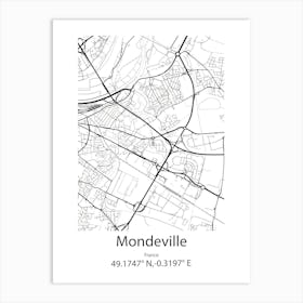 Mondeville,France Minimalist Map Art Print