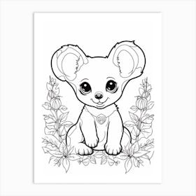 Line Art Jungle Animal Kinkajou 1 Art Print