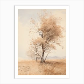 Autumn Farmhouse Tree Paitning Art Print