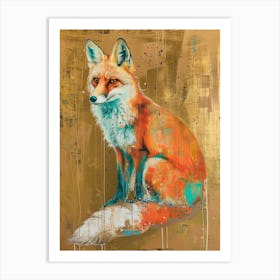 Red Fox Gold Effect Collage 1 Art Print