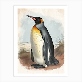 Adlie Penguin Santiago Island Vintage Botanical Painting 2 Art Print