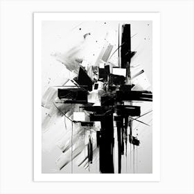 Fragments Abstract Black And White 1 Art Print