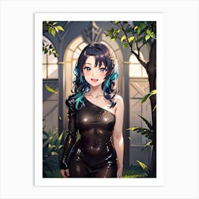 Anime Girl In Black Dress 1 Art Print