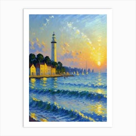 Sunset At The Lighthouse 1 Art Print