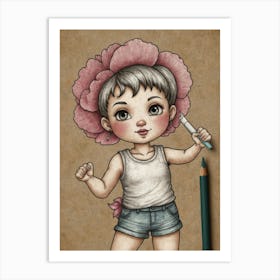 Little Girl With Flowers 1 Art Print