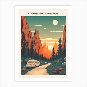 Yosemite National Park Midcentury Travel Poster Art Print