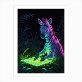 Neon Zebra Art Print