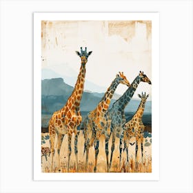 Herd Of Giraffe Earth Tone Watercolour 3 Art Print