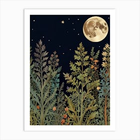 Moonlight In The Woods Style William Morris 1 Art Print Art Print