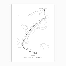 Timra,Sweden Minimalist Map Art Print