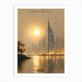 Dubai Skyline, minimalist soft tones palette, watercolor poster Art Print