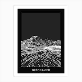 Beinn A Chlachair Line Drawing 1 Poster Art Print