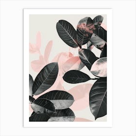 Black And Pink Leaves Canvas Print Art Print