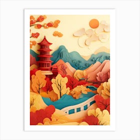 Beautiful Landscape Paper Craft Style 1 Art Print