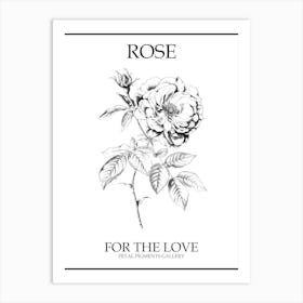 Black And White Rose Line Drawing 4 Poster Art Print