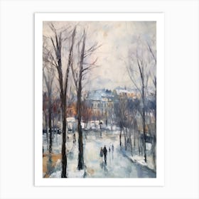 Winter City Park Painting Parc De La Vilette Paris 4 Art Print