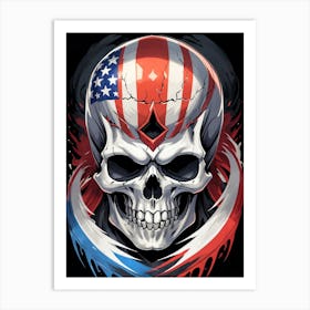 American Flag Floral Face Evil Death Skull (10) Art Print