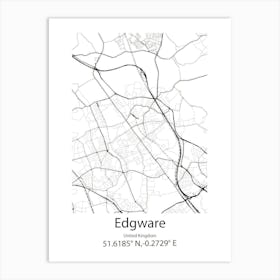 Edgware,United Kingdom Minimalist Map Art Print