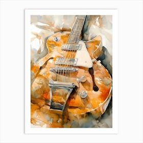 Watercolor Guitar Painting 3 Art Print