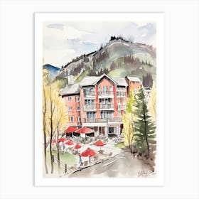 Little Nell Hotel   Aspen, Colorado   Resort Storybook Illustration 3 Art Print