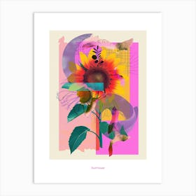 Sunflower 4 Neon Flower Collage Poster Art Print