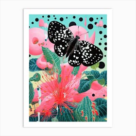 Butterfly And Flowers | Inspired by Yayoi Kusama Art Print