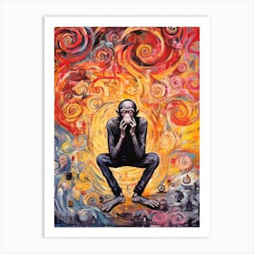 Psychedelic Thinker Monkey Painting 2 Art Print