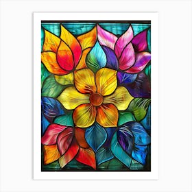 Colorful Stained Glass Flowers 15 Art Print