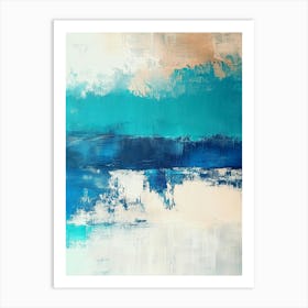 Teal And Beige Art Print