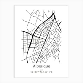 Alberique,Spain Minimalist Map Art Print