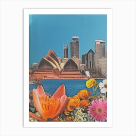 Sydney   Floral Retro Collage Style 1 Art Print