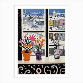 The Windowsill Of Edinburgh   Scotland Snow Inspired By Matisse 2 Art Print