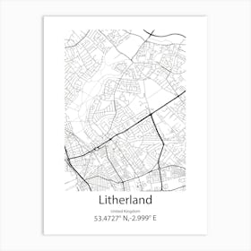 Litherland,United Kingdom Minimalist Map Poster