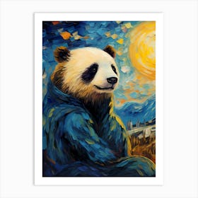 Panda Portrait, Vincent Van Gogh Inspired Art Print