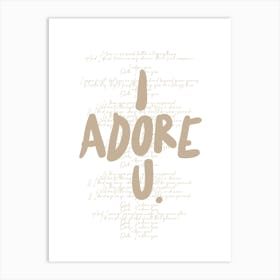 I Adore You Song Lyrics Art Print