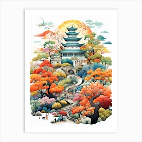 Osaka Castle Park Japan Modern Illustration 1 Art Print