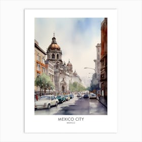 Mexico City Watercolour Travel Poster Art Print