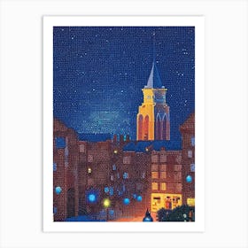 Joliet, City Us  Pointillism Art Print