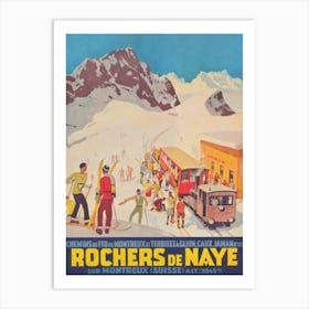 Rochers De Naye Switzerland Vintage Ski Poster Art Print