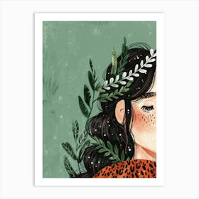 Girl In Leopard Print Art Print